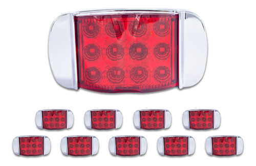 10) Plafones Lat Rojos Con 12 Leds Rectangulares Tunelight