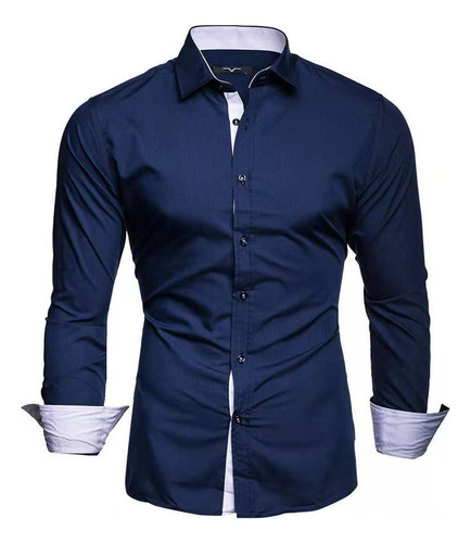 Camisa Social Casual De Manga Larga Delgada For Hombre