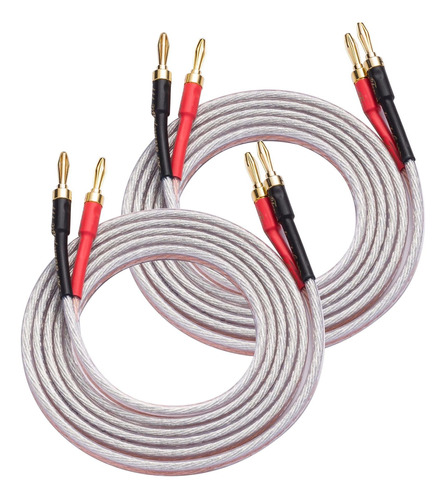 1 Par De Cables De Altavoz Ofc Hifi De 13awg Con Enchufes D