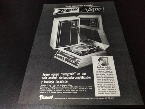 (pb338) Publicidad Clipping Tocadiscos Zenith * 1977