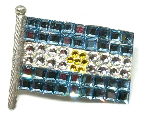Bandera Cristal Swa Argentina Plata Grande Prendedor