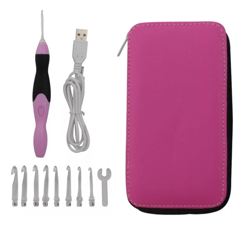 & Agujas De Crochet Con Luz Led Usb 9 En 1 For Manualidades