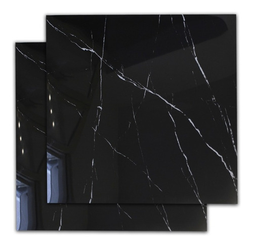 Porcelanato Pulido Negro Marquina 60x60 Rectificado 1era Cal