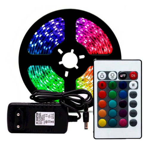 Fita Led 5050 Rgb Colorida 5mt 16 Cores + Fonte + Controle Tensão De Operação 12v 110v/220v