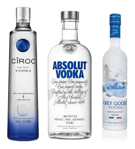 Kit Vodka( Ciroc 750 Ml + Grey Goose 750 Ml + Absolut 750ml)