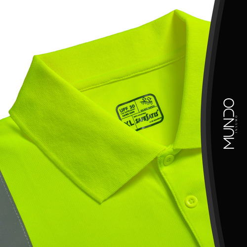 Polera Polo Piqué Dry Fit Manga Larga Con Cinta Reflectiva
