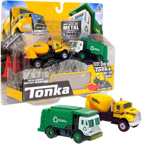 Tonka Metal Movers Camion Basura Hormigonera Mezcladora Pack