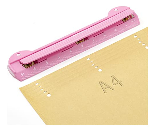 3 Ring Hole Puncher For Binders,pink,with 10  Ruler, Pl...