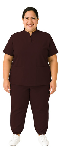 Pijama Quirurgica Antifluidos Dama Tallas Plus 5xl Vino Lisa Xg