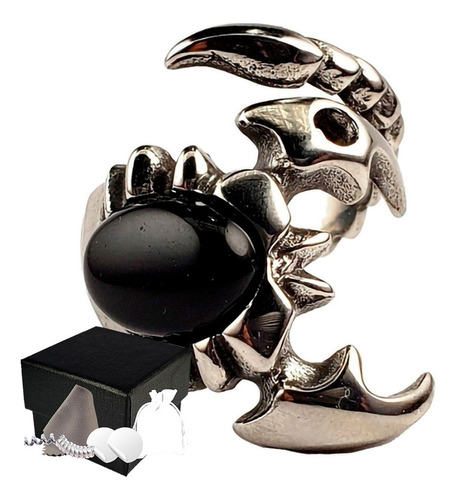 Combo Anillo Escorpion Acero Inoxidable Unisex Calavera Negr