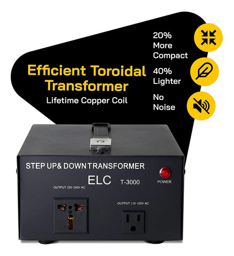 Transformador Convertidor De Voltaje Elc Serie T 3000w 110-2