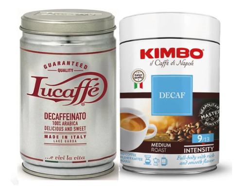 Café Molido Descafeinado Lucaffe 250gr + Decaf Kimbo 250gr