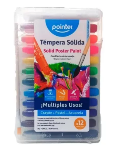 Tempera Solida 12 Colores/pincel/ Acuarela