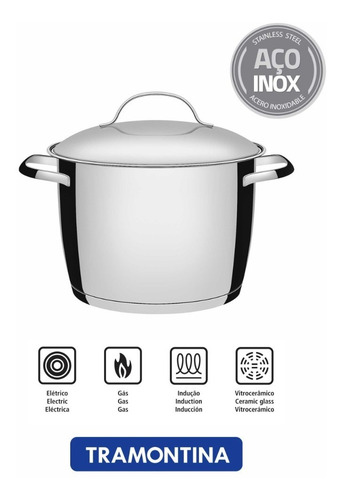 Imagem 1 de 10 de Caldeirão Inox Tramontina Fundo Triplo Allegra 24 Cm