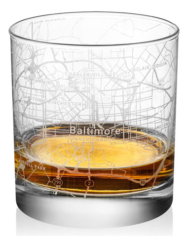 Vasos Old  Ed De 11 Oz Mapa Urbano De Baltimore, Maryla...