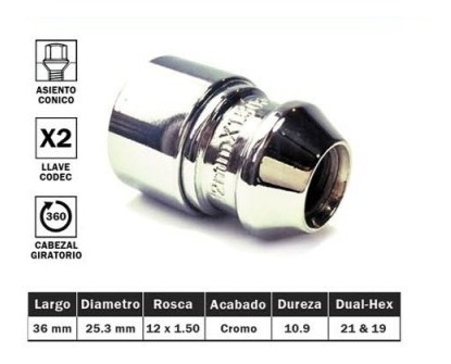 Imagen 2 de 6 de Tuercas Seguridad P/ Ford Ecosport Kinetic Cabeza Giratoria
