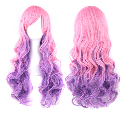 Soowee Synthetic Hair Ombre Rainbow Cosplay Wig With Bangs