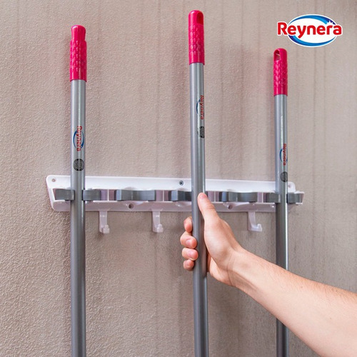 Kit Organizador Escoba Trapeador Colgador De Escobas Reynera