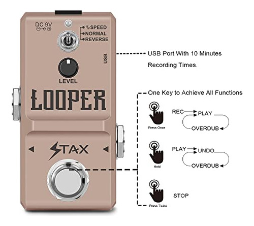 Miniguitarra Stax Looper Pedal Loop Station Overdub Unlimite