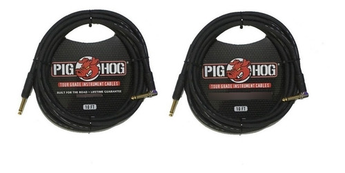 2 Cables Guitarra Bajo Ukulele 3.05m Pig Hog Ph10r Plug )