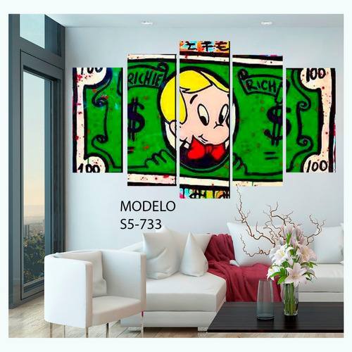 Cuadro Decorativo 5 Piezas Billete Alec Monopoly Money Rich 