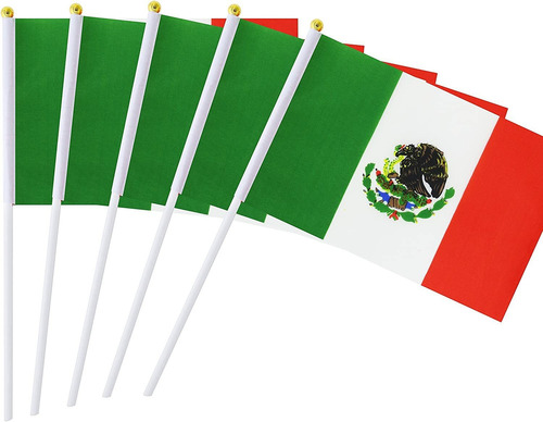 50 Piezas Pequeña Bandera De México De Mano Bandera Mexicana