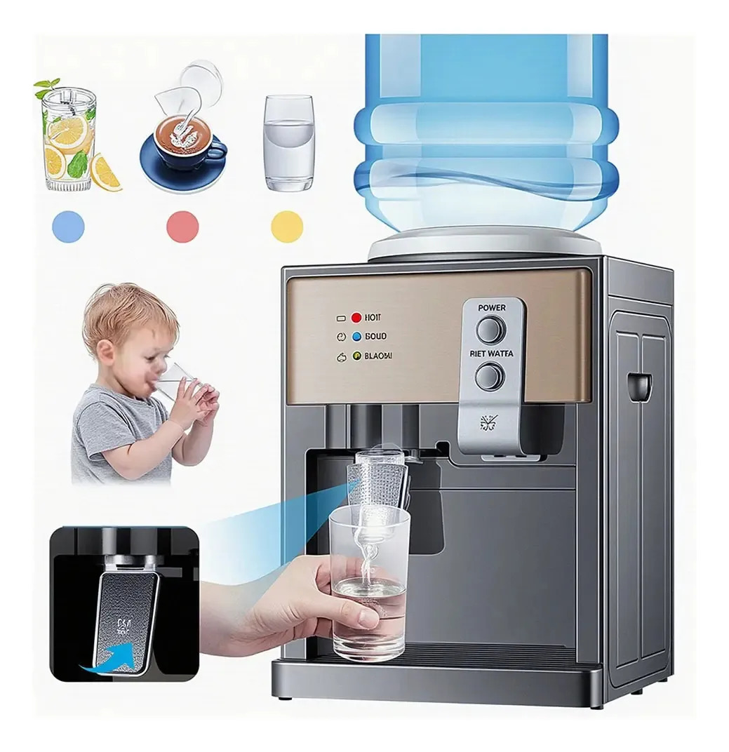 Dispensador De Agua Fría Y Caliente Eléctrico Hogar Oficina Color Dorado Oscuro