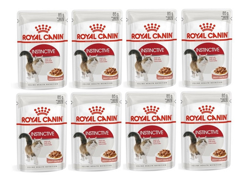 Kit 8 Unidades Sachê Instinctive Gato Adulto 85g Royal Canin