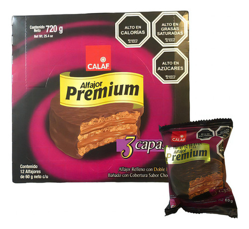 Display Alfajor Premium Calaf 3 Capas 12 Unidades