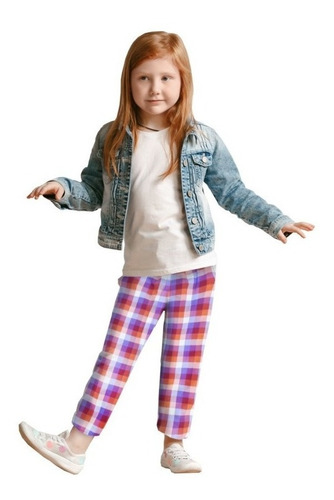 Pantalón Diseño Tela Cuadrillé Polar Infantil Unisex Colores