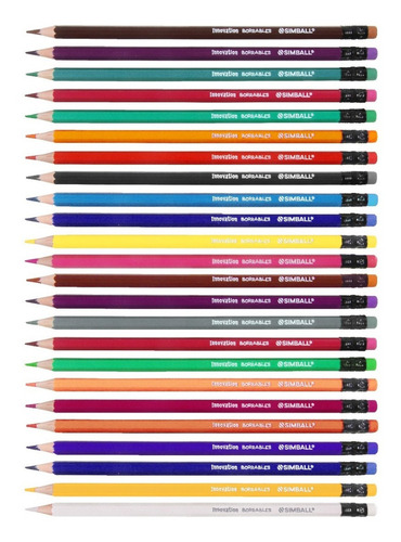 Imagen 2 de 6 de Lápices De Colores Borrables Largos X 24 Colores Simball