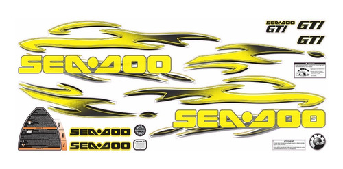 Kit Adesivo Jet Ski Sea Doo Gti 750 Amarelo Ano 2005 Jtki