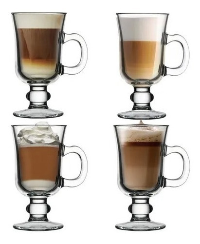 Imagen 1 de 8 de 4 Taza Tarro De Vidrio Café Capuchino 250ml Transparente