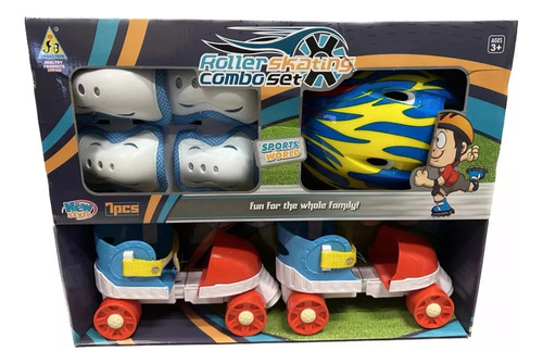 Roller Skating 4 Ruedas Ajustable + Set De Protección Casco