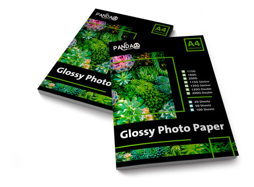 Papel Fotografico Doble Faz Glossy Panda A4 120g 1000hojas