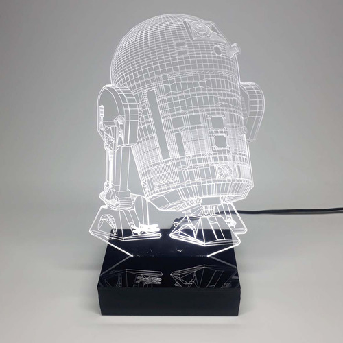 Abajur E Luminária R2d2 De Acrílico Com Led Branco