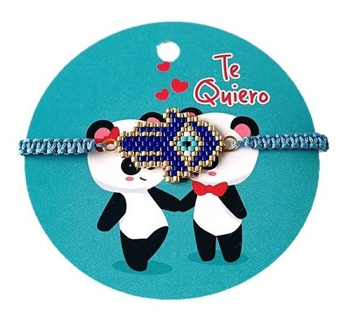 Imagen 2 de 4 de Pulsera Regalo Tejida Miyuki Mano De Hamsa Jamsa + Empaque
