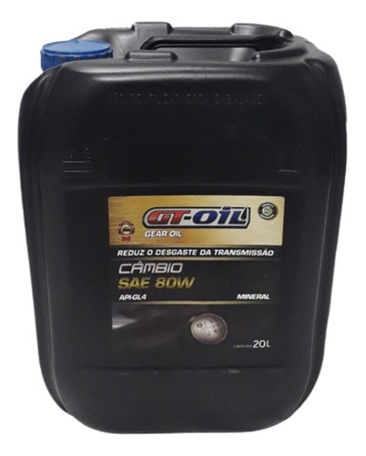 Óleo Lubrificante Transmissão Mineral Sae 80w Gt-oil 20lts