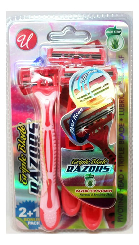 3 Pack Afeitadora Desechable Universal 3 Hojillas Rasuradora