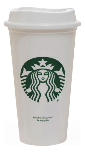 Starbucks Taza De Viaje Reutilizable Blanca Grande Mediano,.