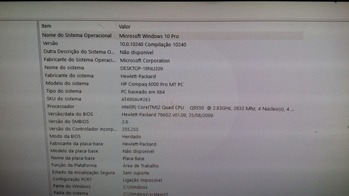 Cpu Hp 6000 Pro Mt-core 2 Quad 8gb Hd 500gb-usada Excel Est (Usado)