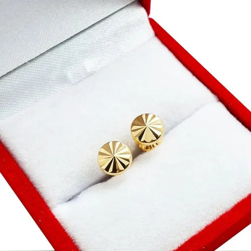 Aros Facetados Oro 18 Kts C146 2 Unidades Unisex