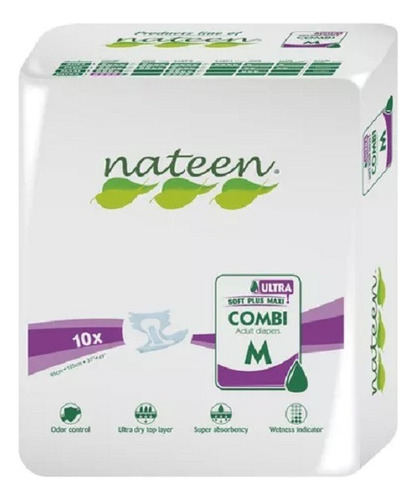 Pañal Nateen Combi Ultra M 5.5 Litros 80 Unidades