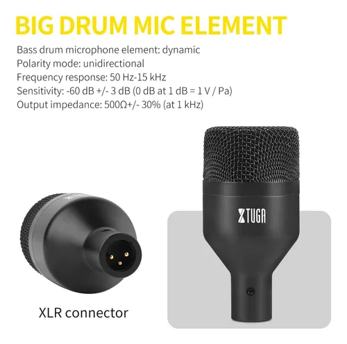 Xtuga Di7 Kit 7 Micrófonos Dinámicos Para Batería Y Voces