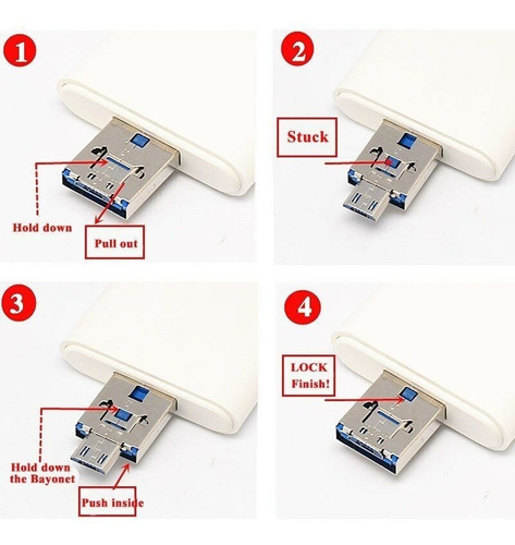 Imagen 6 de 8 de Lector De Tarjetas 3 En 1 Otg Tipo C Micro Usb Usb 2.0 Tf Sd