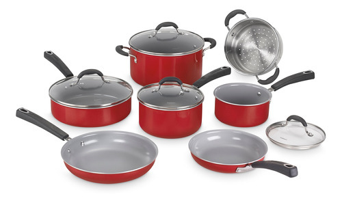 Cuisinart Juego De Ollas Ceramica 11 Piezas Rojo