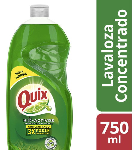 Quix Lavaloza Limón Con Bio Activos Concentrado 750ml