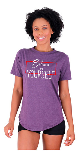 Camiseta Longline Feminina Mxd Conceito Believe In Yourself
