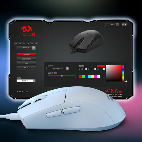 Mouse Redragon K1ng 1k M724 12400 Dpi - Blanco