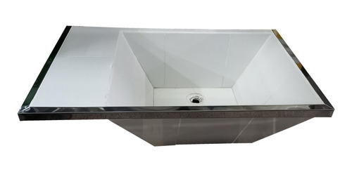 Pileta Lavadero Cerámica 80x50 Cm Borde Acero Inox / Scalise